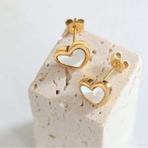 Gold Heart Stud Earrings*Everyday Stud*Waterproof and Sweatproof